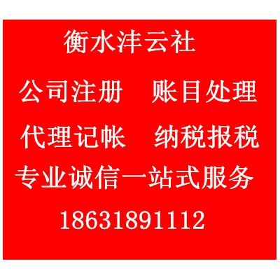 衡水工商注册代理记账报税财务规划代理服务