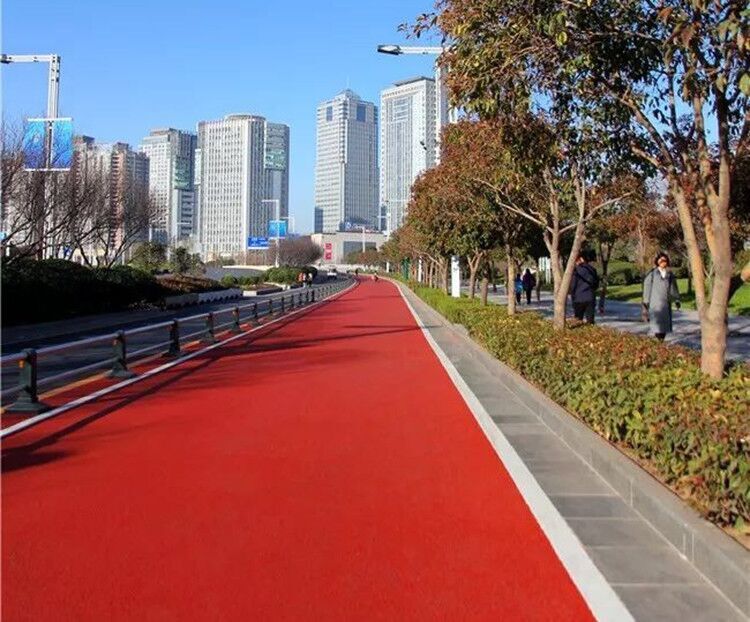 彩色市政道路 公交车 自行车安全防滑路面
