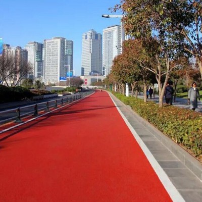 彩色市政道路 公交车 自行车安全防滑路面