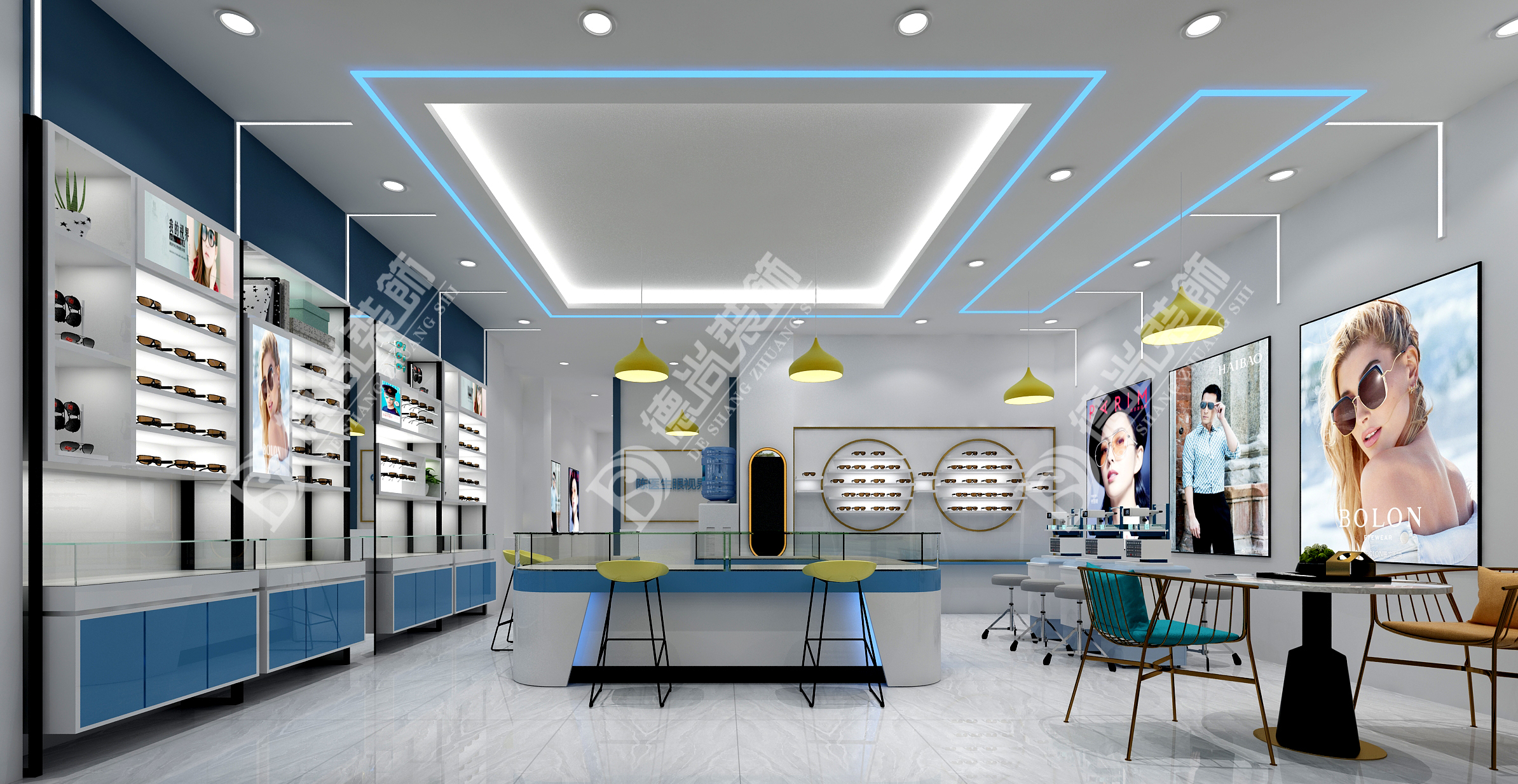 眼镜店装修展柜设计定制，后期如何保养眼镜展示柜。