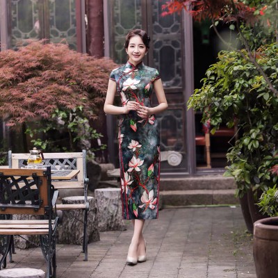 优雅真丝旗袍 巧祺品牌女装尾货 国风夏季女装货源