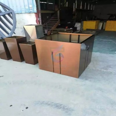 公共场所不锈钢花箱花盆_户外绿化不锈钢花箱_大型金属花箱定制