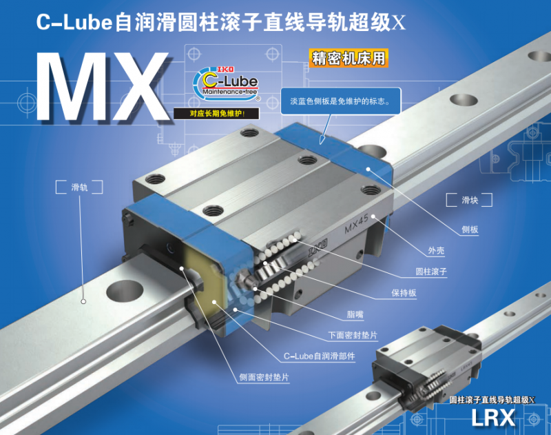 医疗手术机器人专用 IKO不锈钢滚柱导轨 MXD20